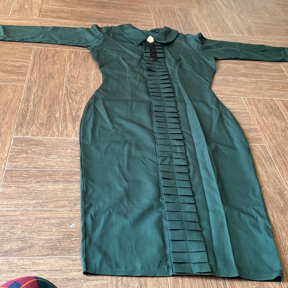 Green midi collared career dress - Picture 5 of 10